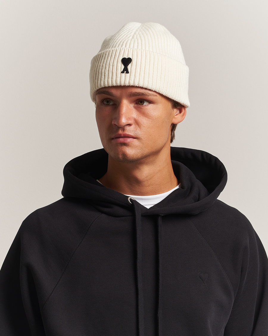 Herre | Luer | AMI | Heart Logo Beanie Ecru