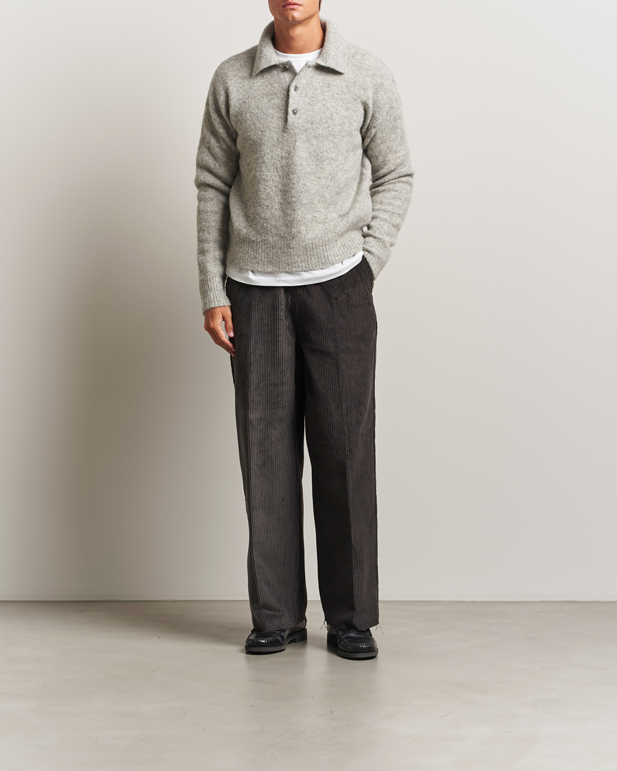 Herre | Gensere | AMI | Signature Alpaca Knitted Polo Light Grey Melange