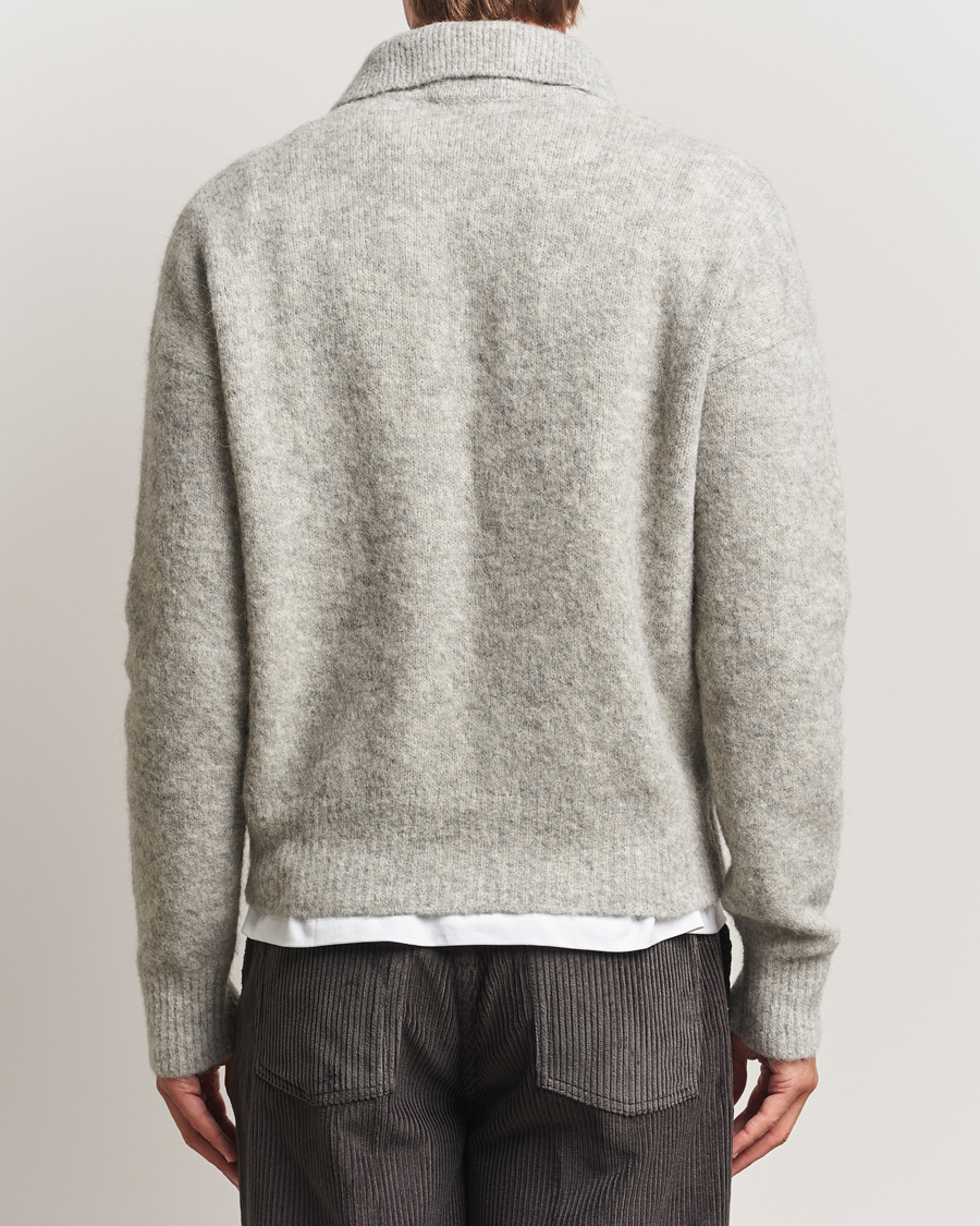 Herre | Gensere | AMI | Signature Alpaca Knitted Polo Light Grey Melange