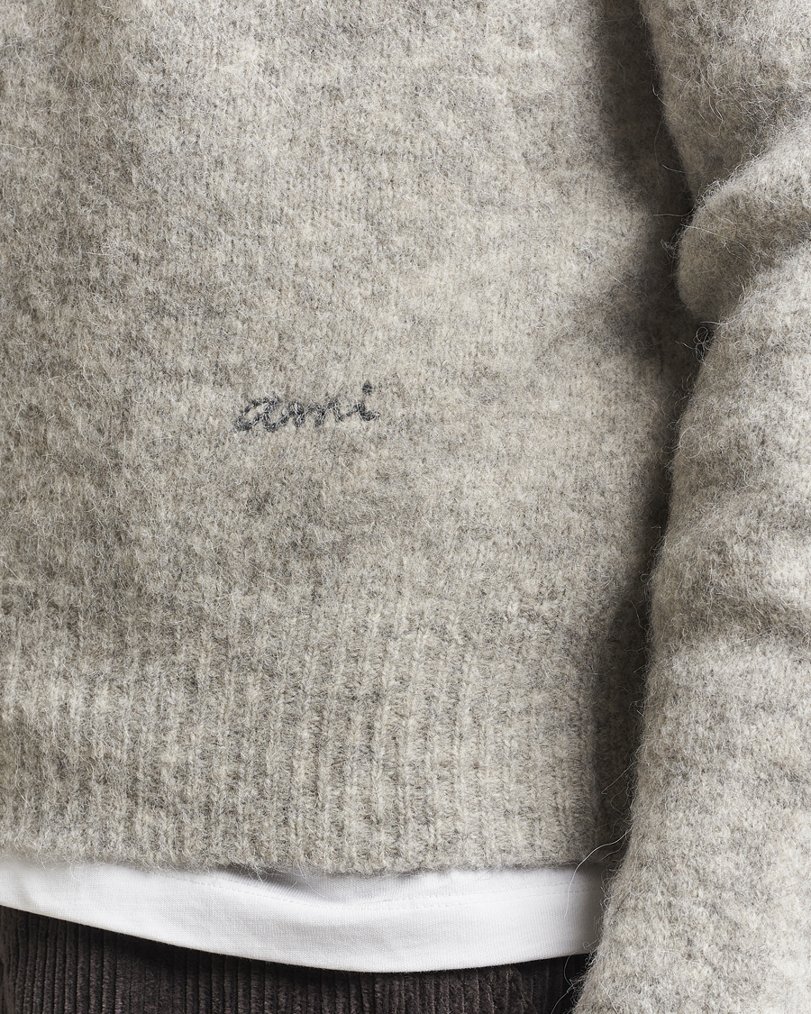 Herre | Gensere | AMI | Signature Alpaca Knitted Polo Light Grey Melange