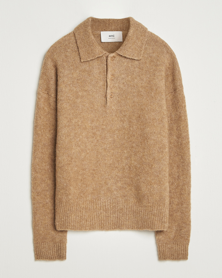 Herre | Gensere | AMI | Signature Alpaca Knitted Polo Camel