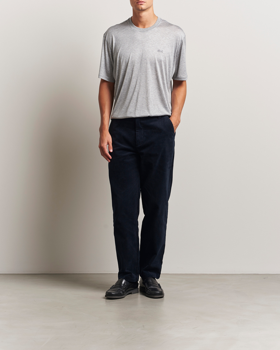 Herre | T-Shirts | AMI | Signature Logo Mercerized T-Shirt Light Grey Melange