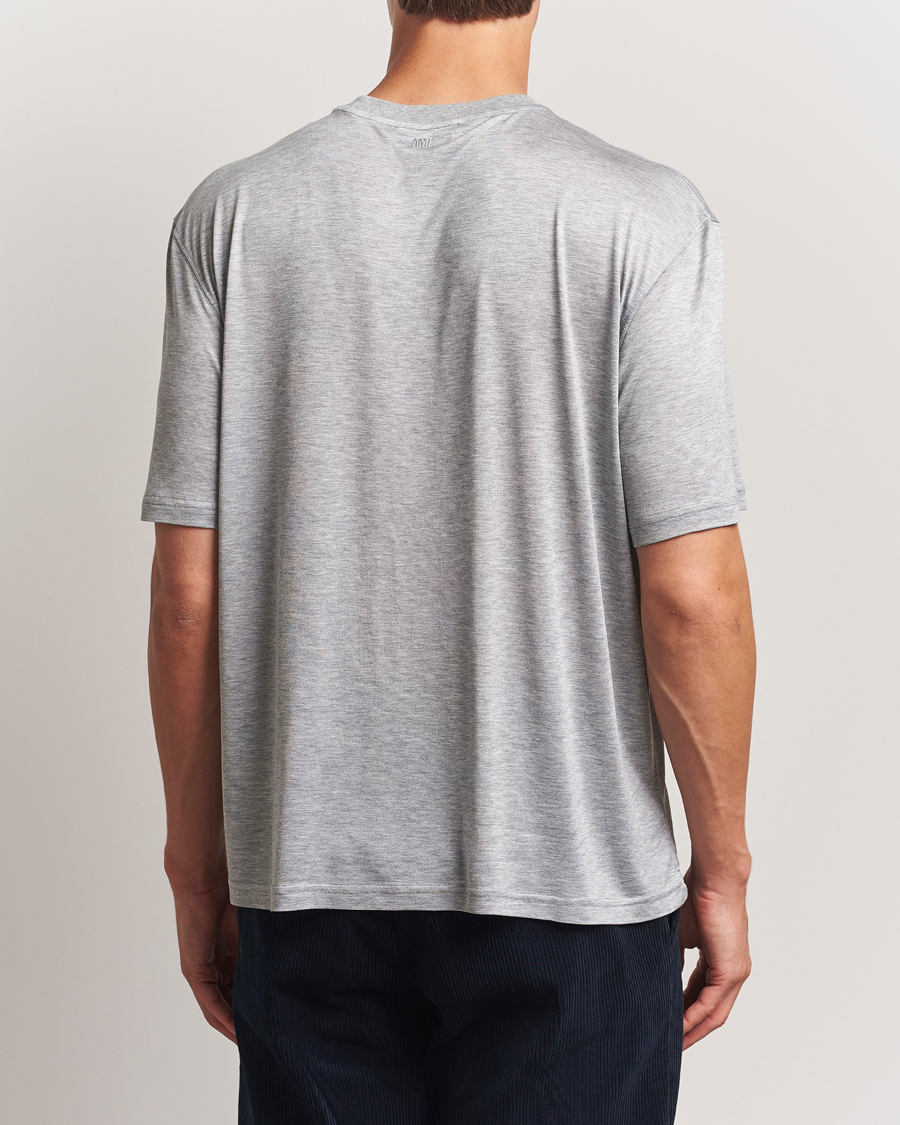 Herre | T-Shirts | AMI | Signature Logo Mercerized T-Shirt Light Grey Melange