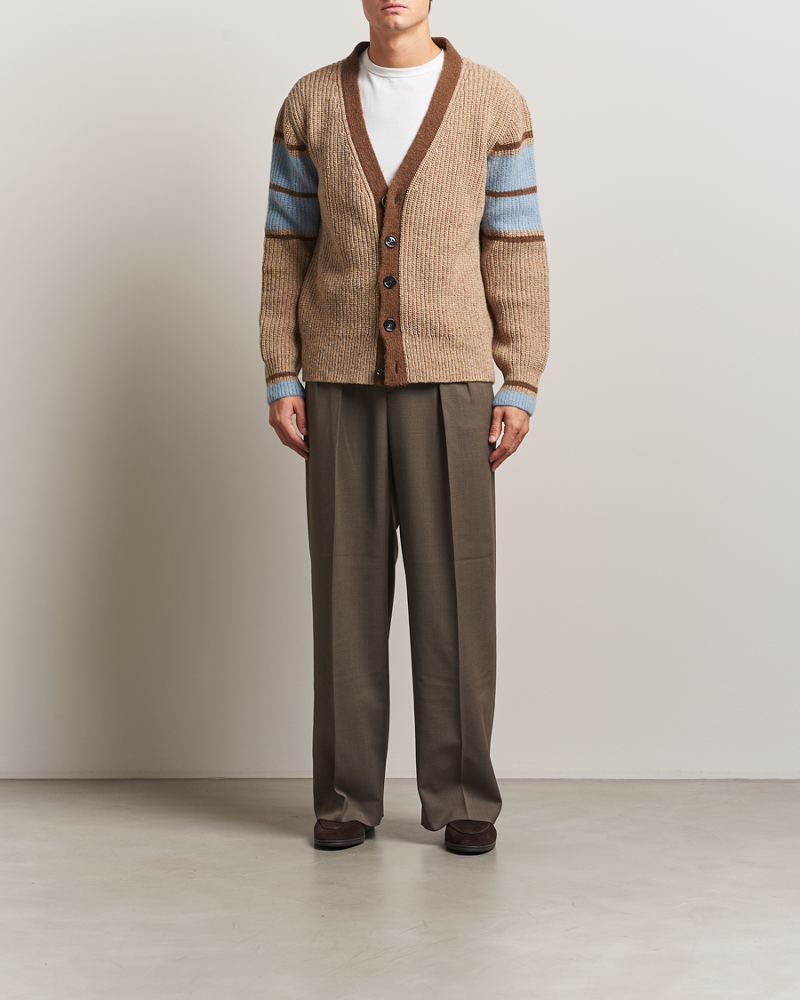 Herre | Gensere | AMI | Ribbed Wool Knitted Cardigan Camel