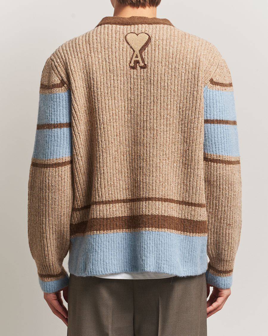Herre | Gensere | AMI | Ribbed Wool Knitted Cardigan Camel