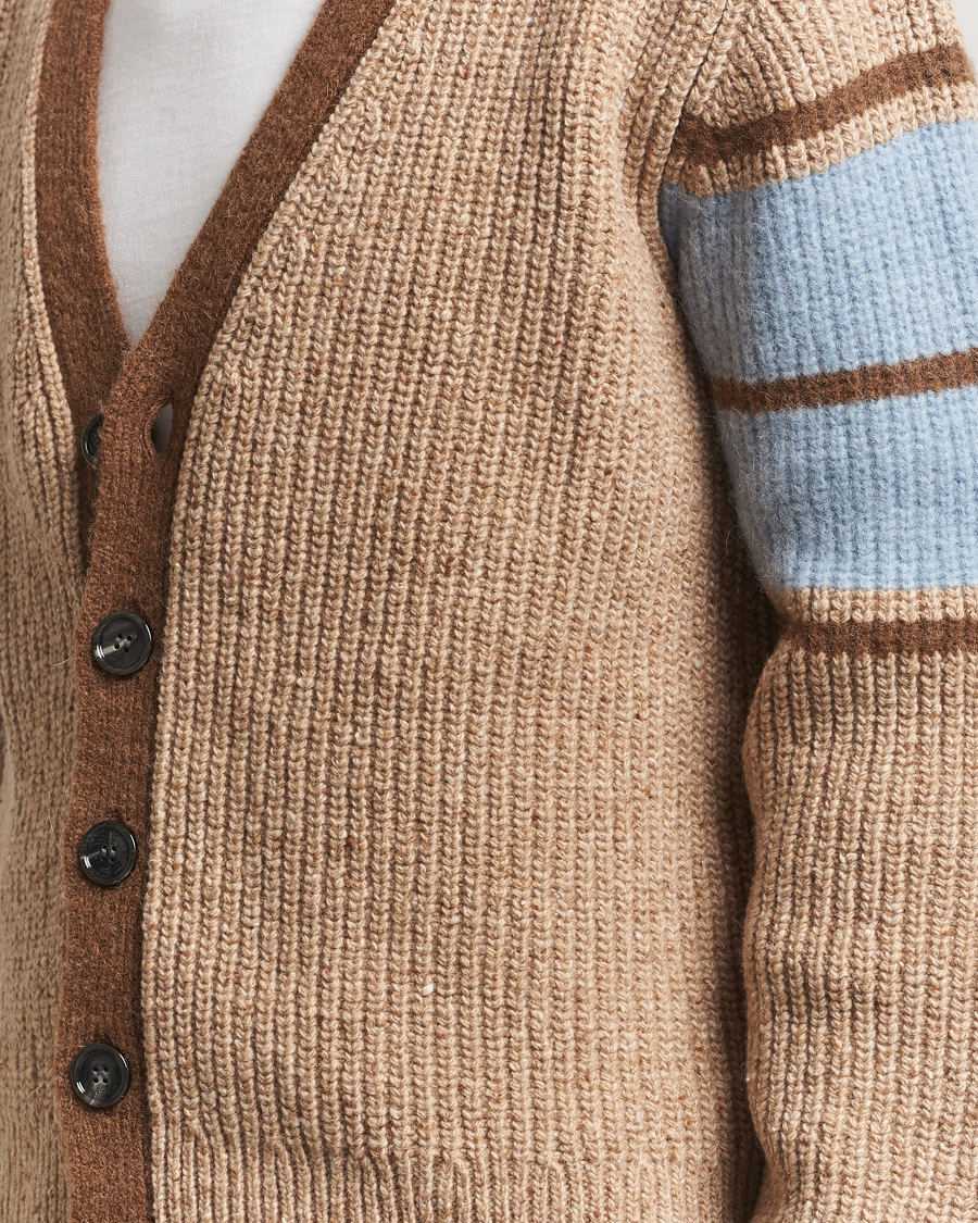 Herre | Gensere | AMI | Ribbed Wool Knitted Cardigan Camel