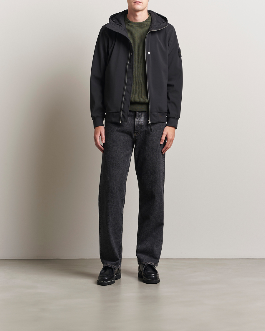 Herre | Jakker | Stone Island | Soft Shell Re-Dyed Lined Hood Jacket Black