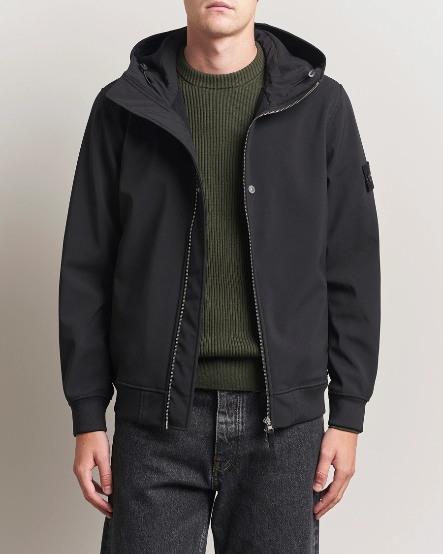 Herre | Jakker | Stone Island | Soft Shell Re-Dyed Lined Hood Jacket Black