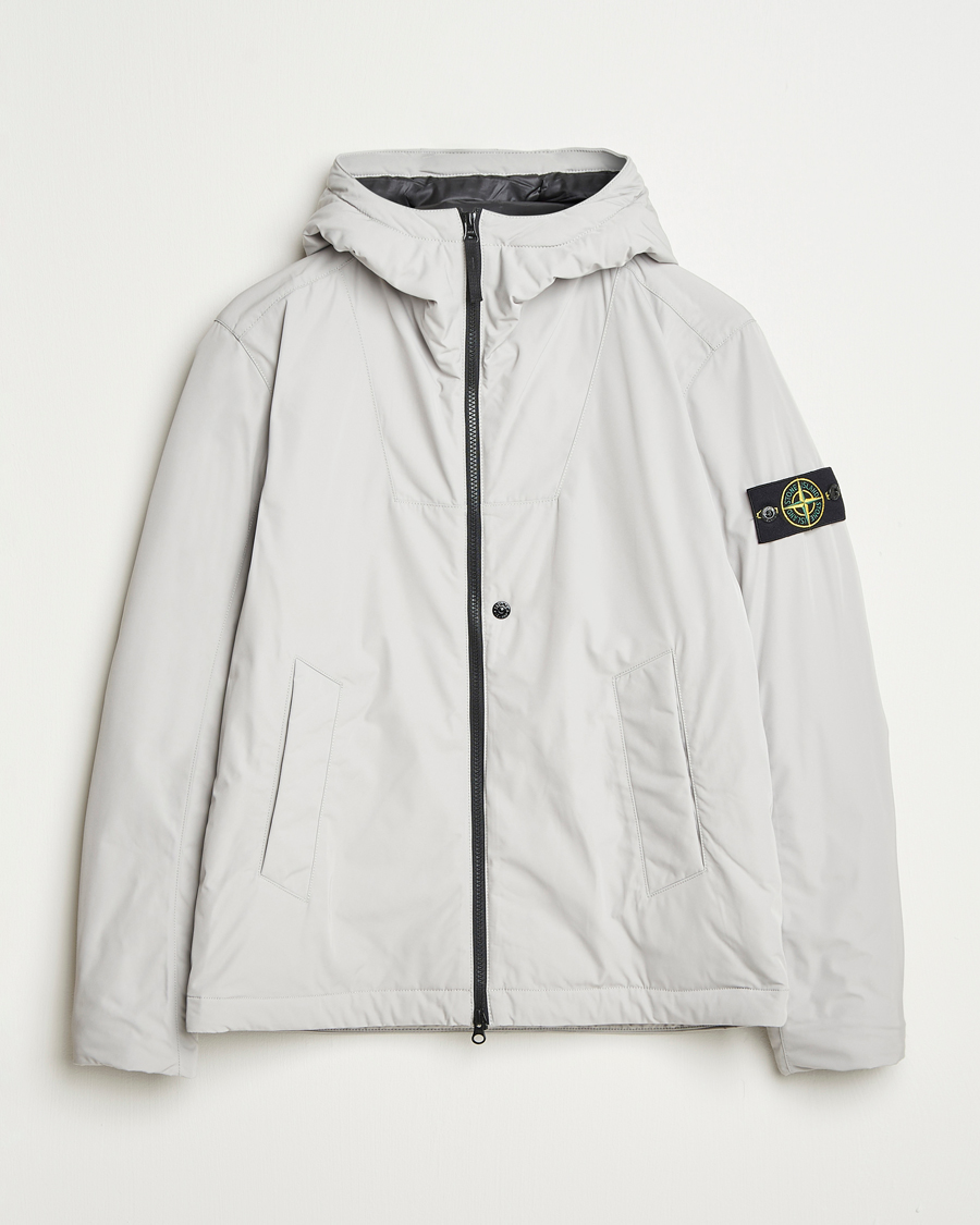 Herre | Jakker | Stone Island | Micro Twill Primaloft Padded Hood Jacket Pearl Grey