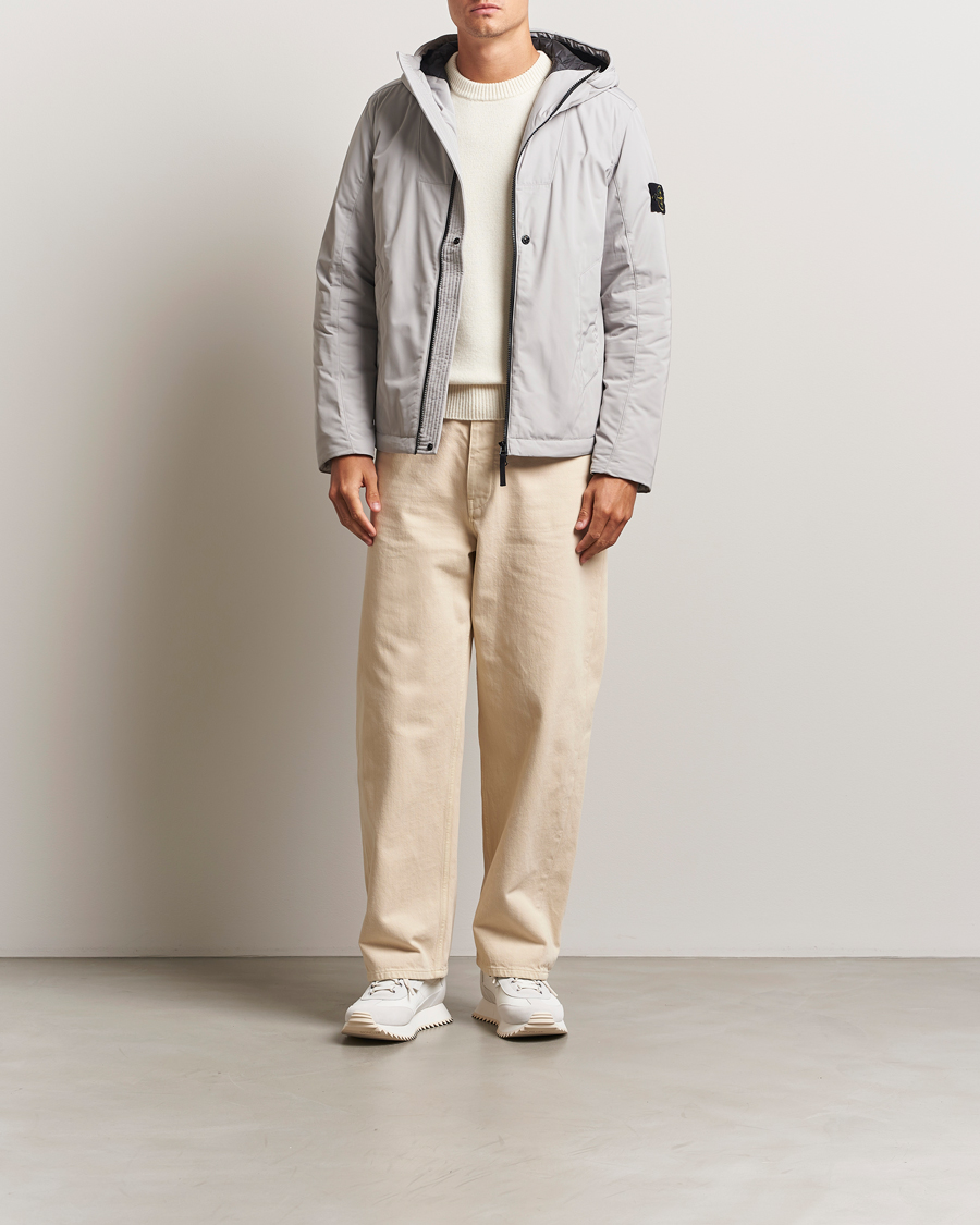 Herre | Jakker | Stone Island | Micro Twill Primaloft Padded Hood Jacket Pearl Grey