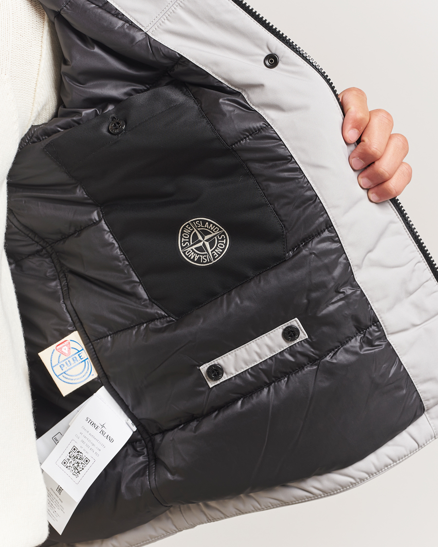 Herre | Jakker | Stone Island | Micro Twill Primaloft Padded Hood Jacket Pearl Grey