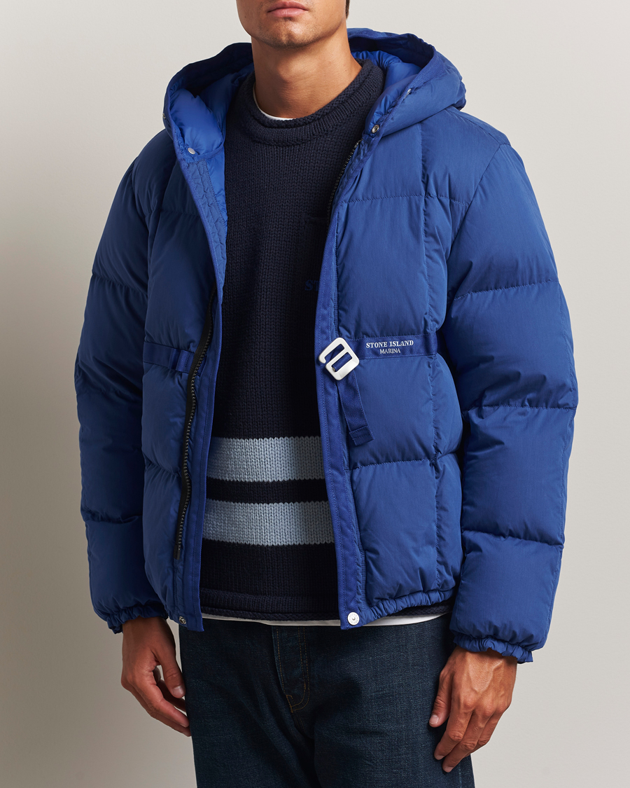 Herre | Jakker | Stone Island | Marina Cotton/Nylon Tela Down Jacket Bright Blue