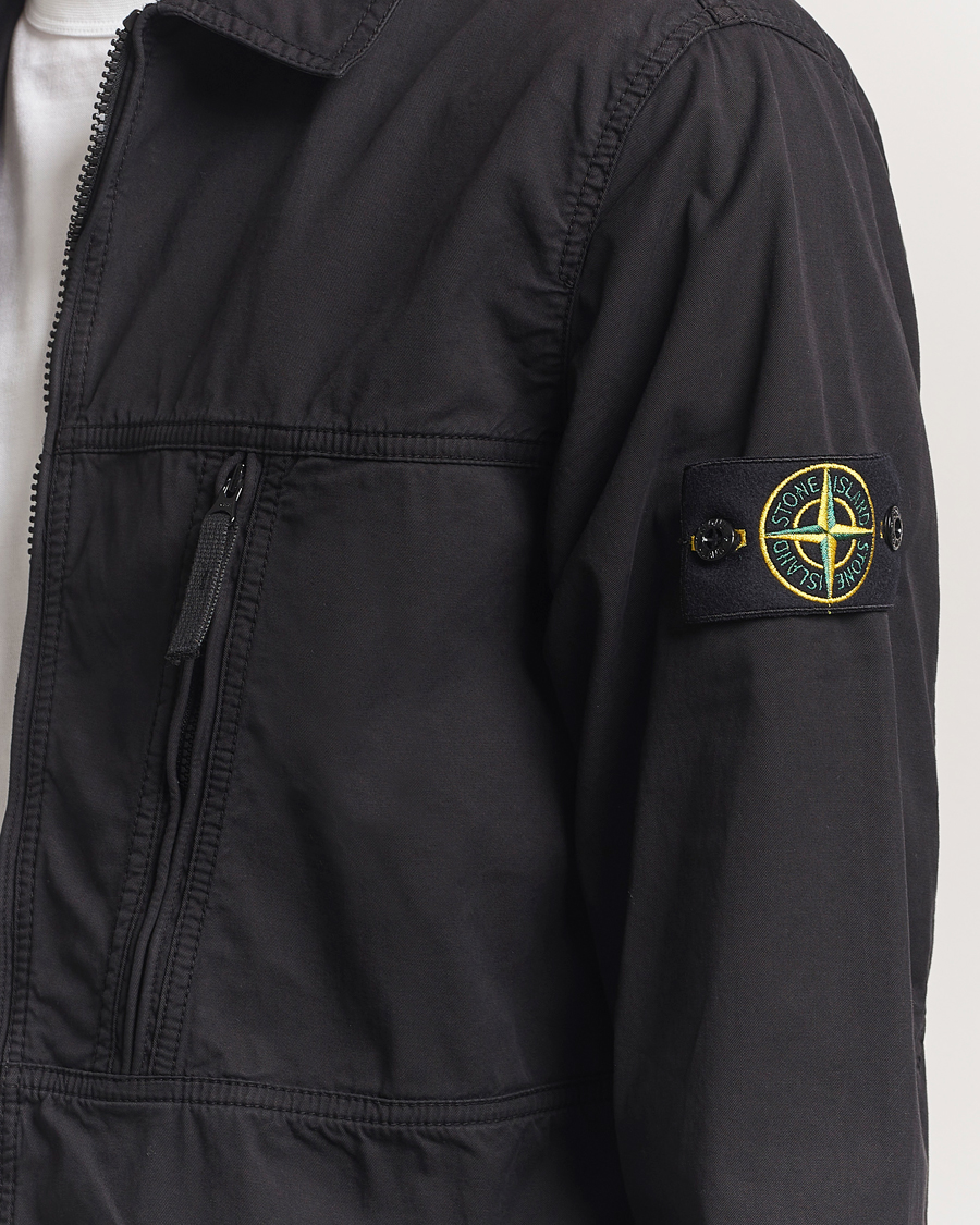 Herre | Skjorter | Stone Island | Garment Dyed Supima Cotton Zip Overshirt Black