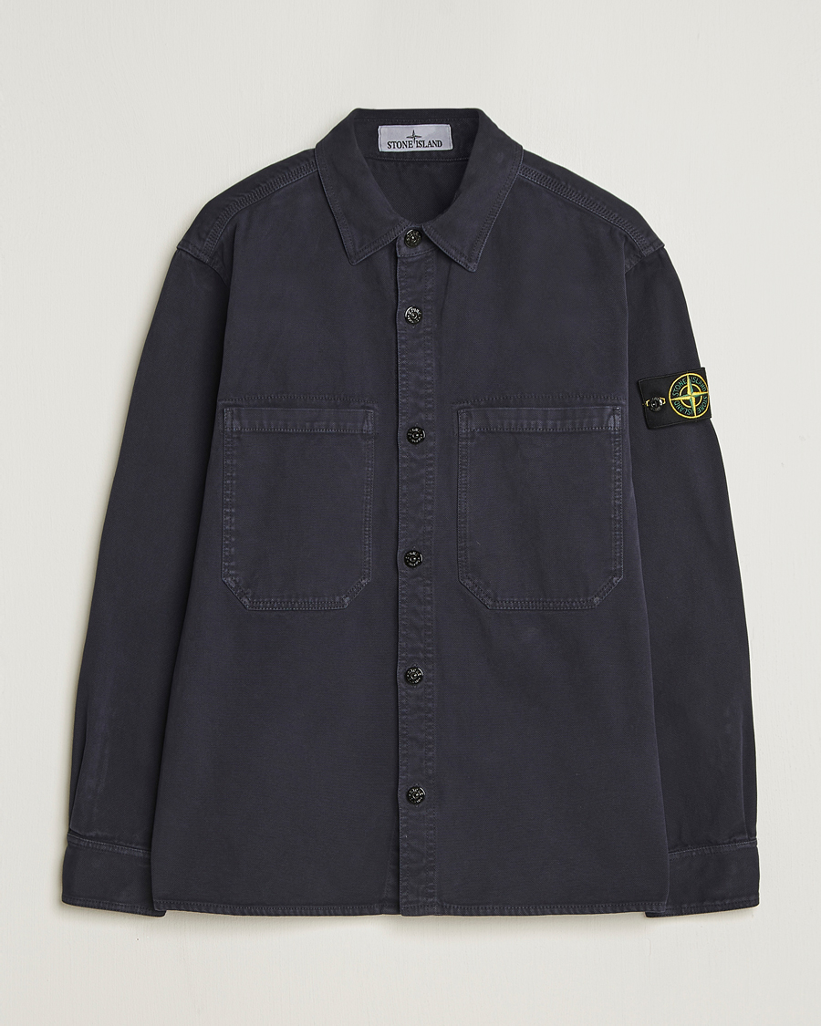 Herre | Skjorter | Stone Island | Organic Panama Cotton Overshirt Ink