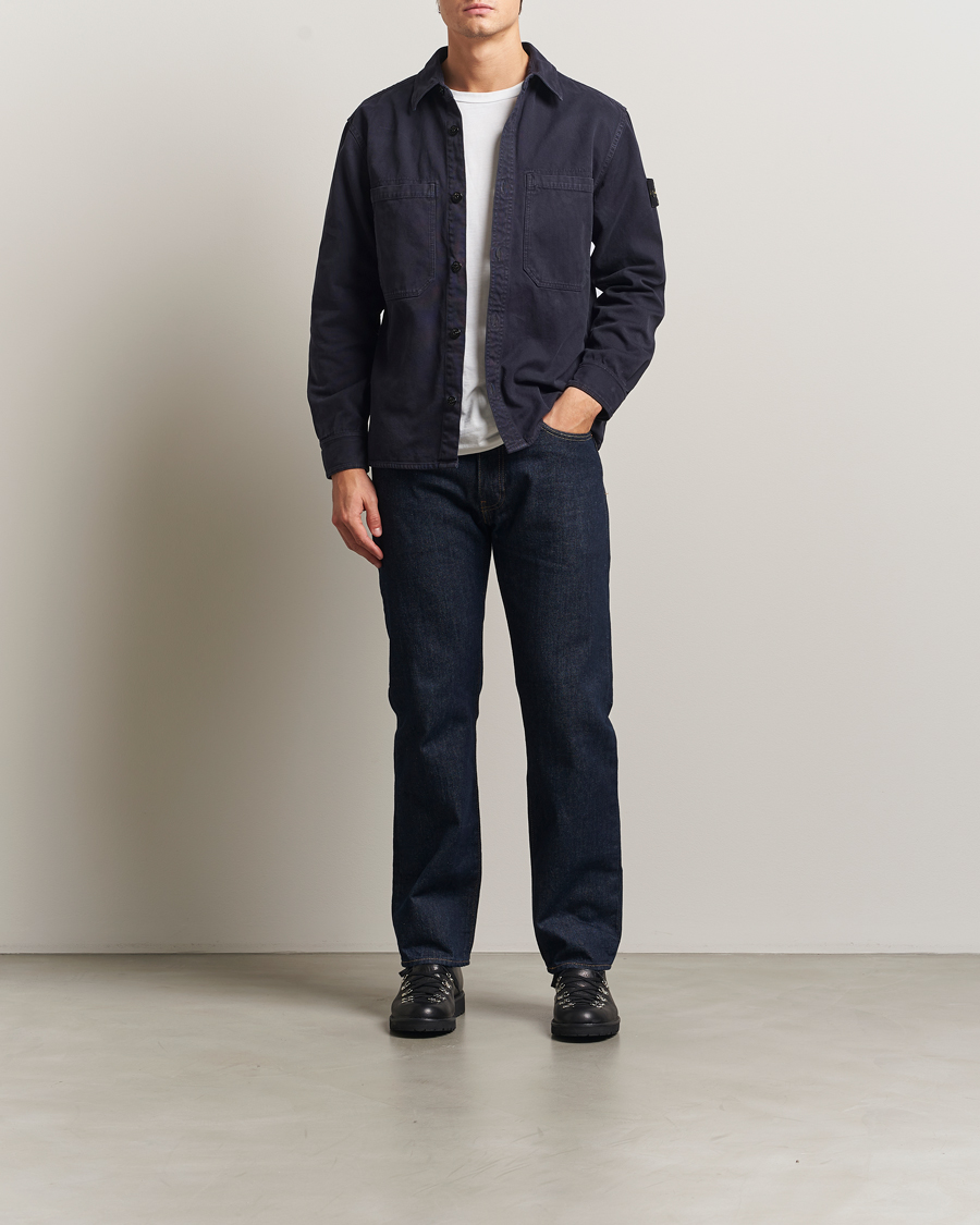Herre | Skjorter | Stone Island | Organic Panama Cotton Overshirt Ink