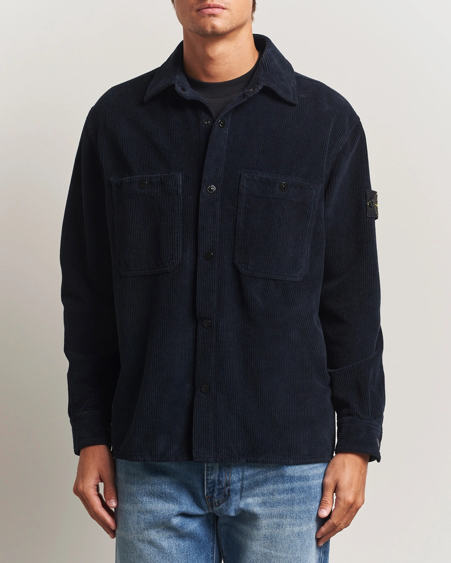 Herre | Skjorter | Stone Island | Organic Cotton Cord Overshirt Navy
