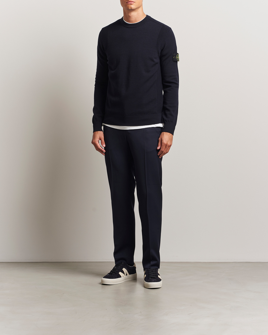 Herre | Gensere | Stone Island | Stretch Wool Knitted Jumper Navy