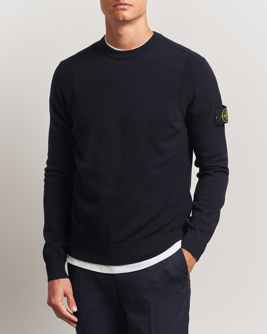 Herre | Gensere | Stone Island | Stretch Wool Knitted Jumper Navy