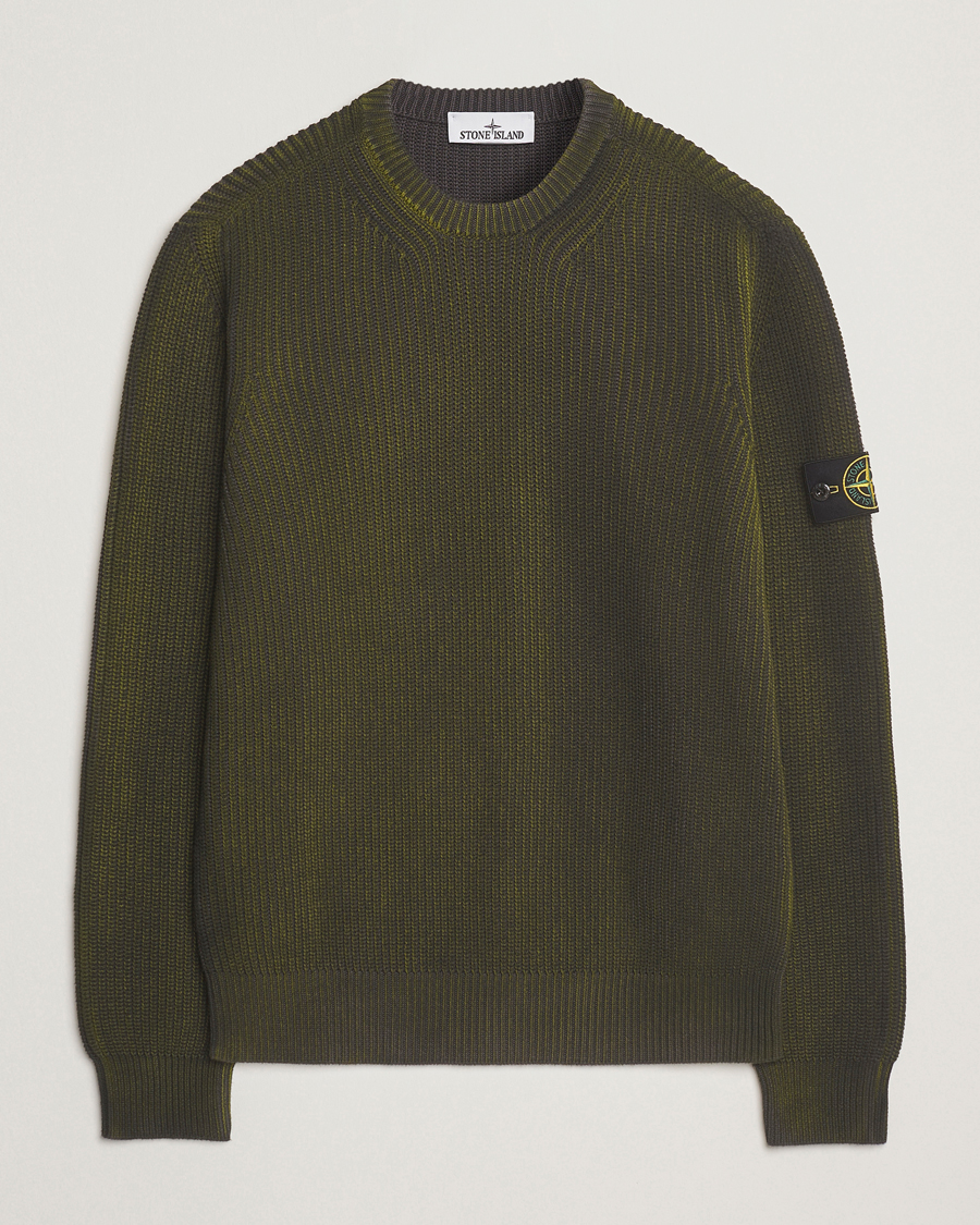 Herre | Gensere | Stone Island | Popcorn Stitch Spray Coloured Cotton Crewneck Green