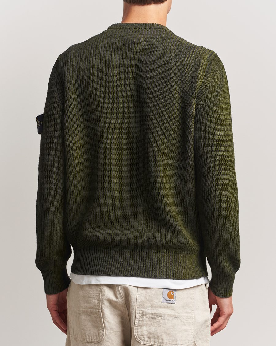 Herre | Gensere | Stone Island | Popcorn Stitch Spray Coloured Cotton Crewneck Green