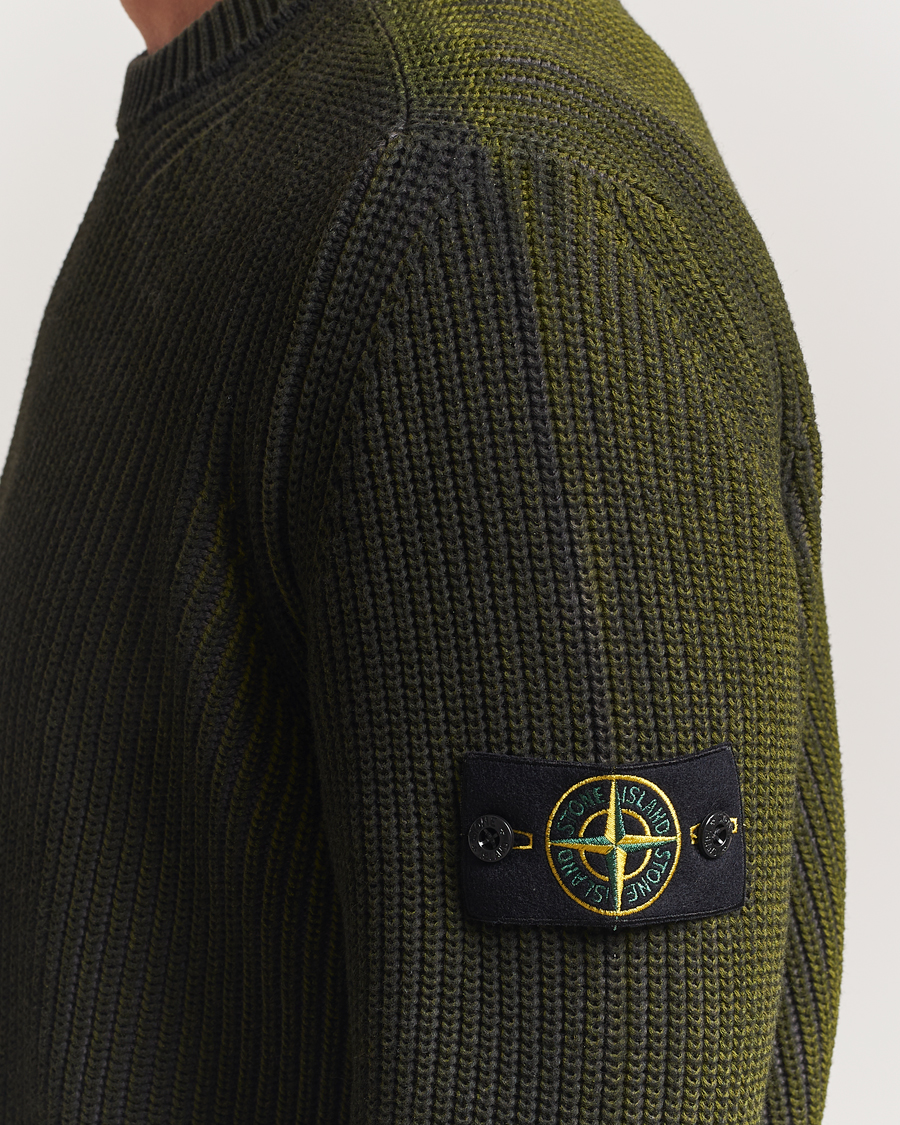Herre | Gensere | Stone Island | Popcorn Stitch Spray Coloured Cotton Crewneck Green