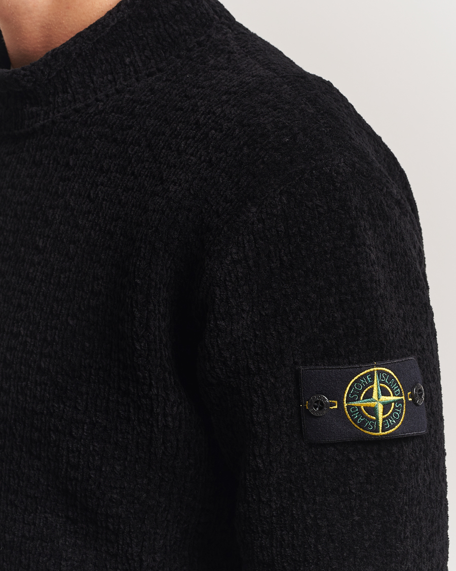 Herre | Gensere | Stone Island | Cotton Chenille Knitted Mock Neck Black