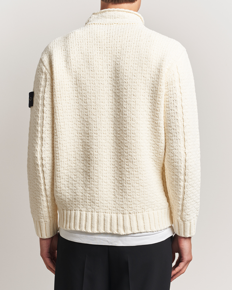 Herre | Gensere | Stone Island | Cotton Chenille Knitted Mock Neck Ivory