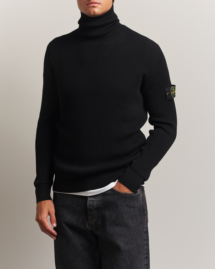 Herre | Gensere | Stone Island | Full Rib Wool Turtleneck Black