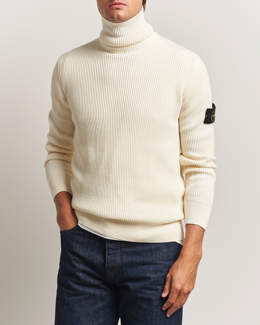 Herre | Gensere | Stone Island | Full Rib Wool Turtleneck Ivory