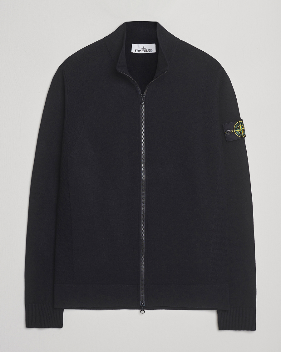 Herre | Gensere | Stone Island | Stretch Wool Zip Cardigan Black