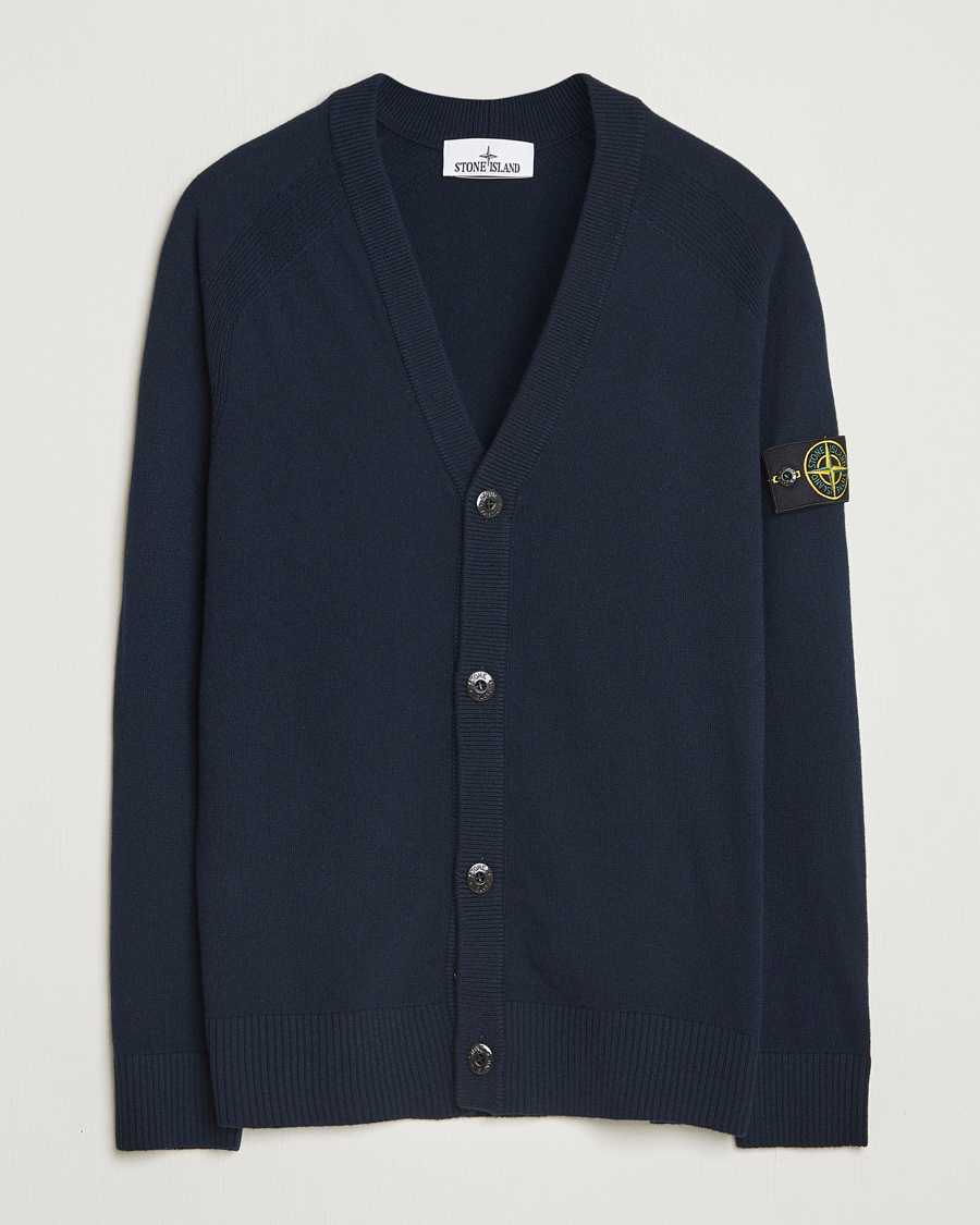 Herre | Gensere | Stone Island | Knitted Geelong Wool Cardigan Navy