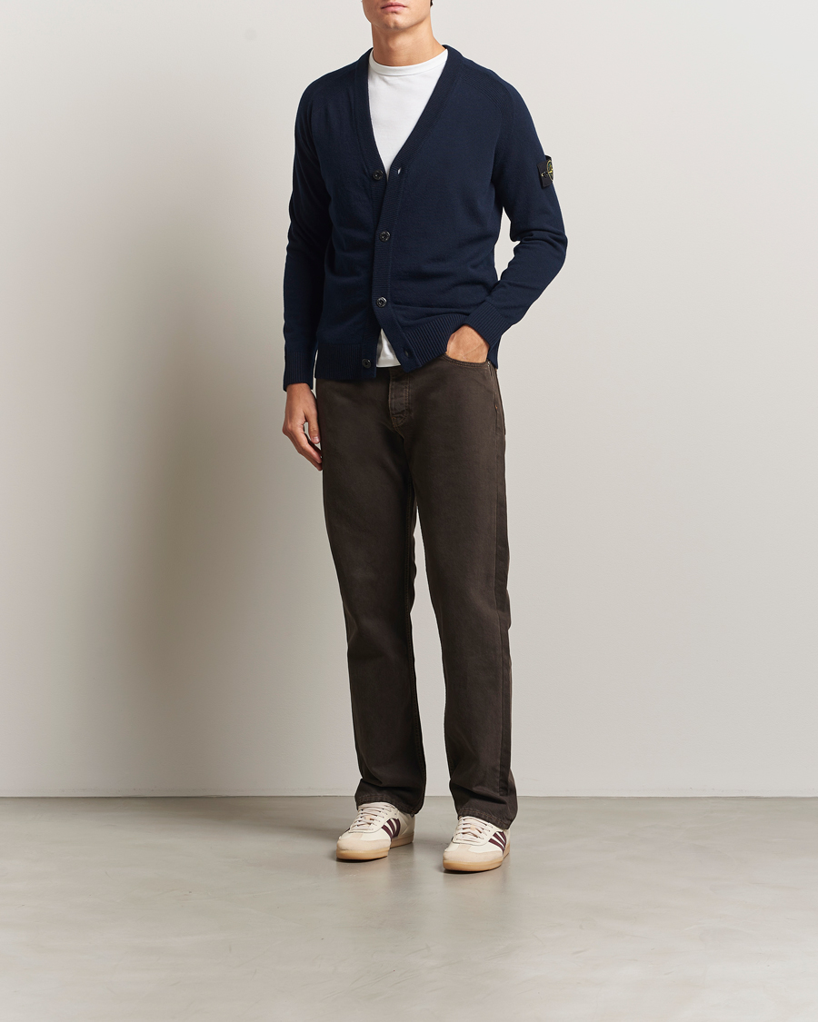 Herre | Gensere | Stone Island | Knitted Geelong Wool Cardigan Navy