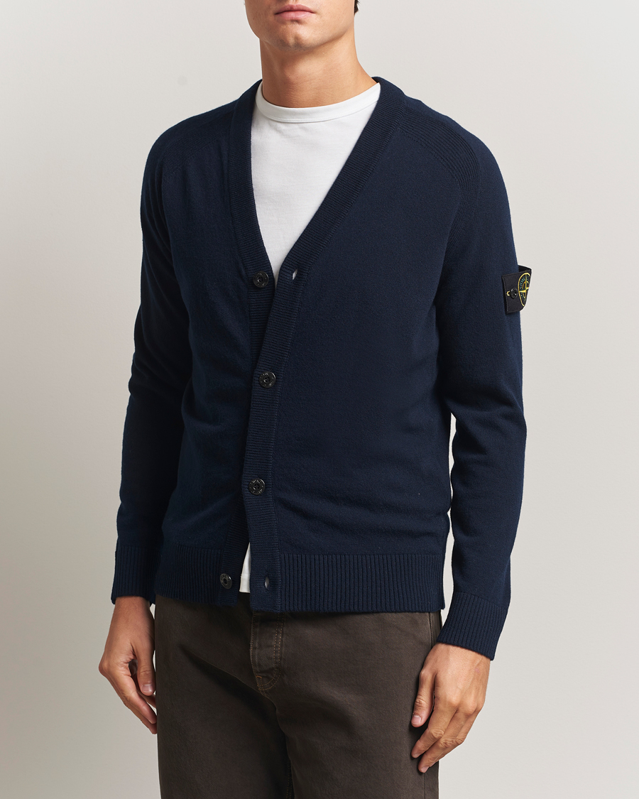 Herre | Gensere | Stone Island | Knitted Geelong Wool Cardigan Navy