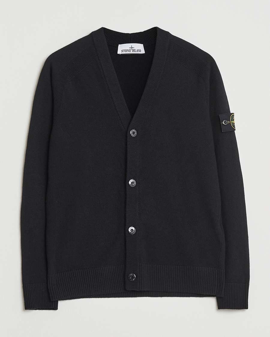 Herre | Gensere | Stone Island | Knitted Geelong Wool Cardigan Black