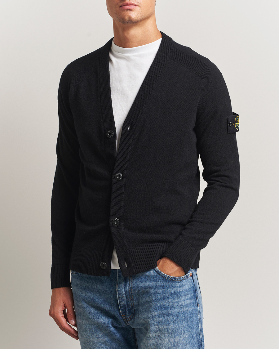 Herre | Gensere | Stone Island | Knitted Geelong Wool Cardigan Black