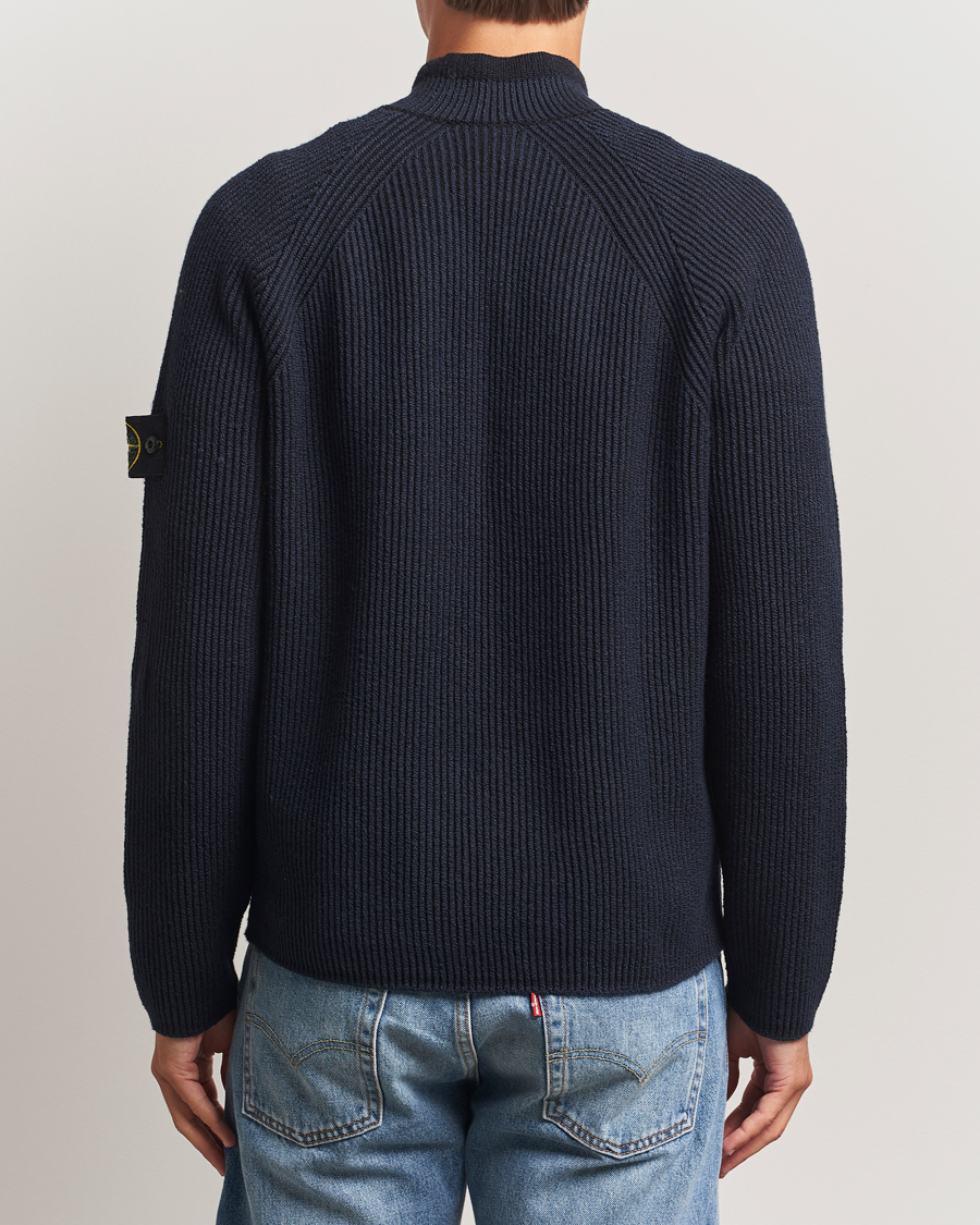 Herre | Gensere | Stone Island | Vanisé Full Rib Wool Half-Zip Navy