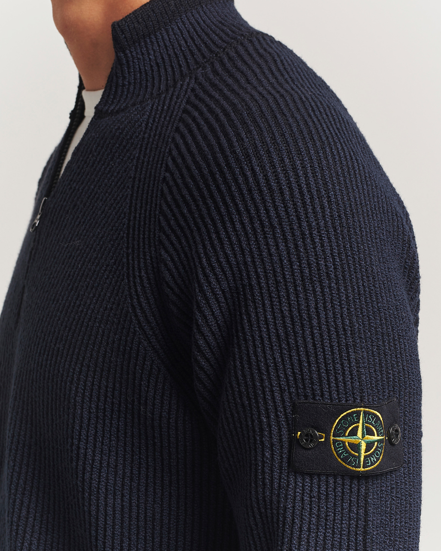 Herre | Gensere | Stone Island | Vanisé Full Rib Wool Half-Zip Navy