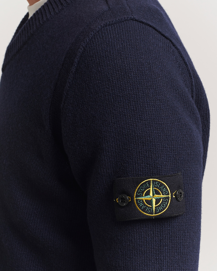 Herre | Gensere | Stone Island | Knitted Lambswool V-Neck Navy