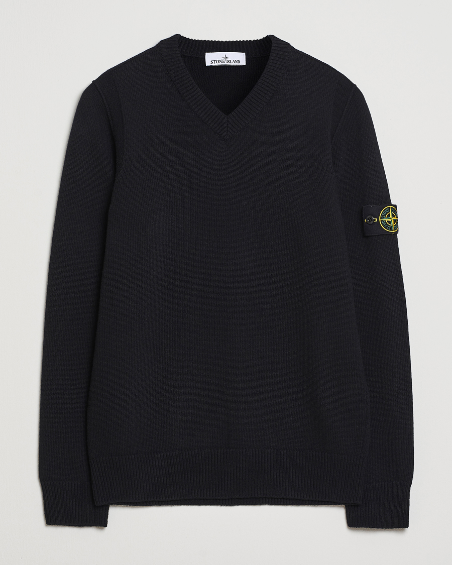 Herre | Gensere | Stone Island | Knitted Lambswool V-Neck Black