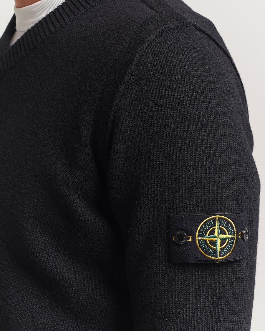 Herre | Gensere | Stone Island | Knitted Lambswool V-Neck Black