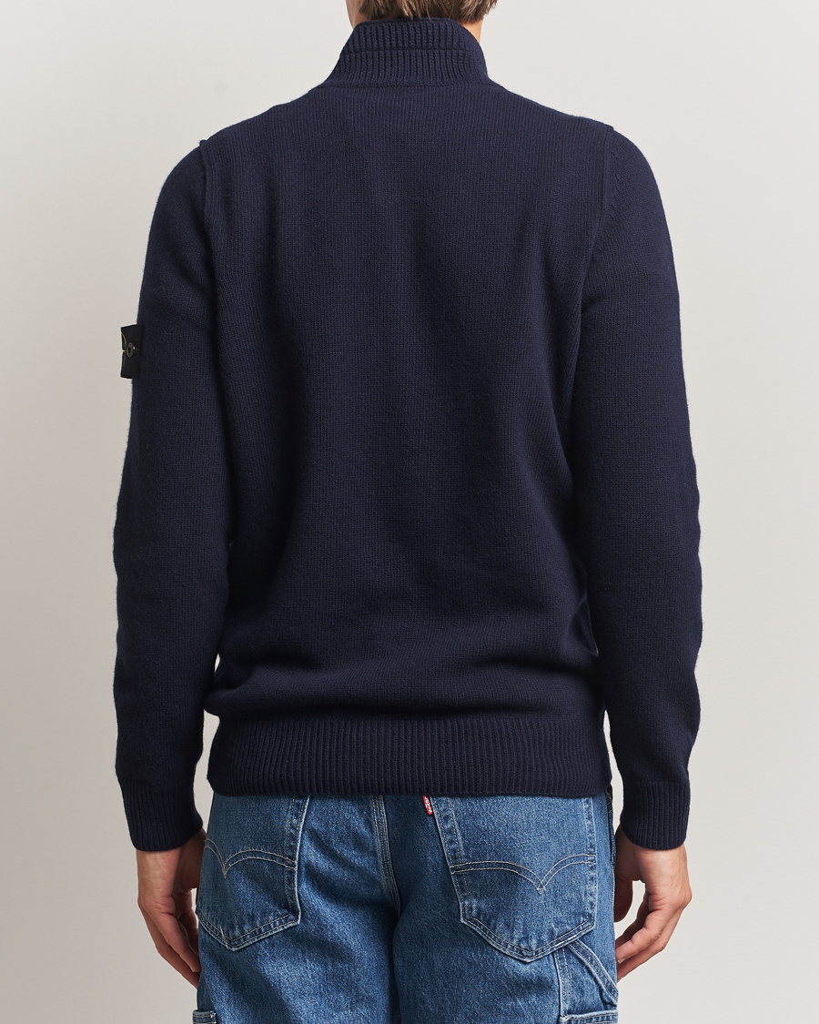 Herre | Gensere | Stone Island | Knitted Lambswool Half Button Zip Navy