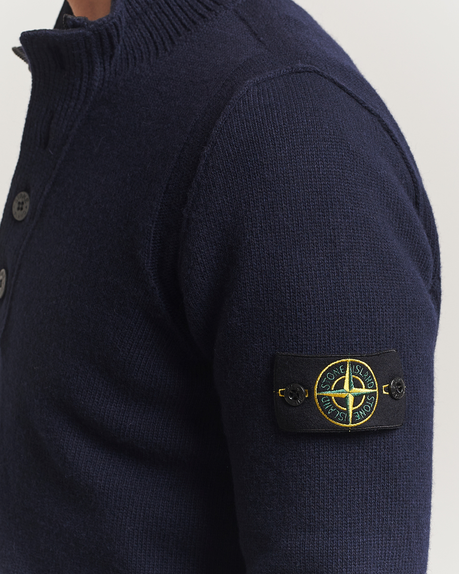 Herre | Gensere | Stone Island | Knitted Lambswool Half Button Zip Navy