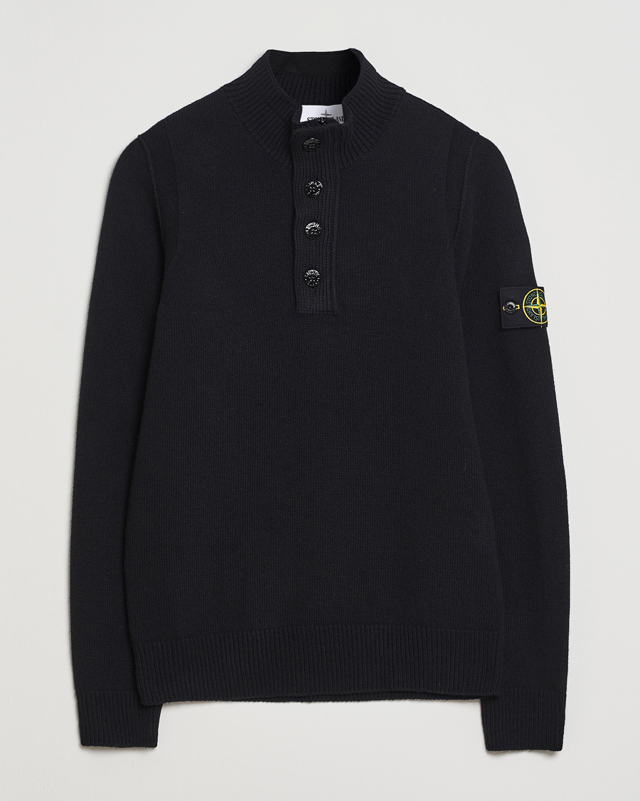 Herre | Gensere | Stone Island | Knitted Lambswool Half Button Zip Black