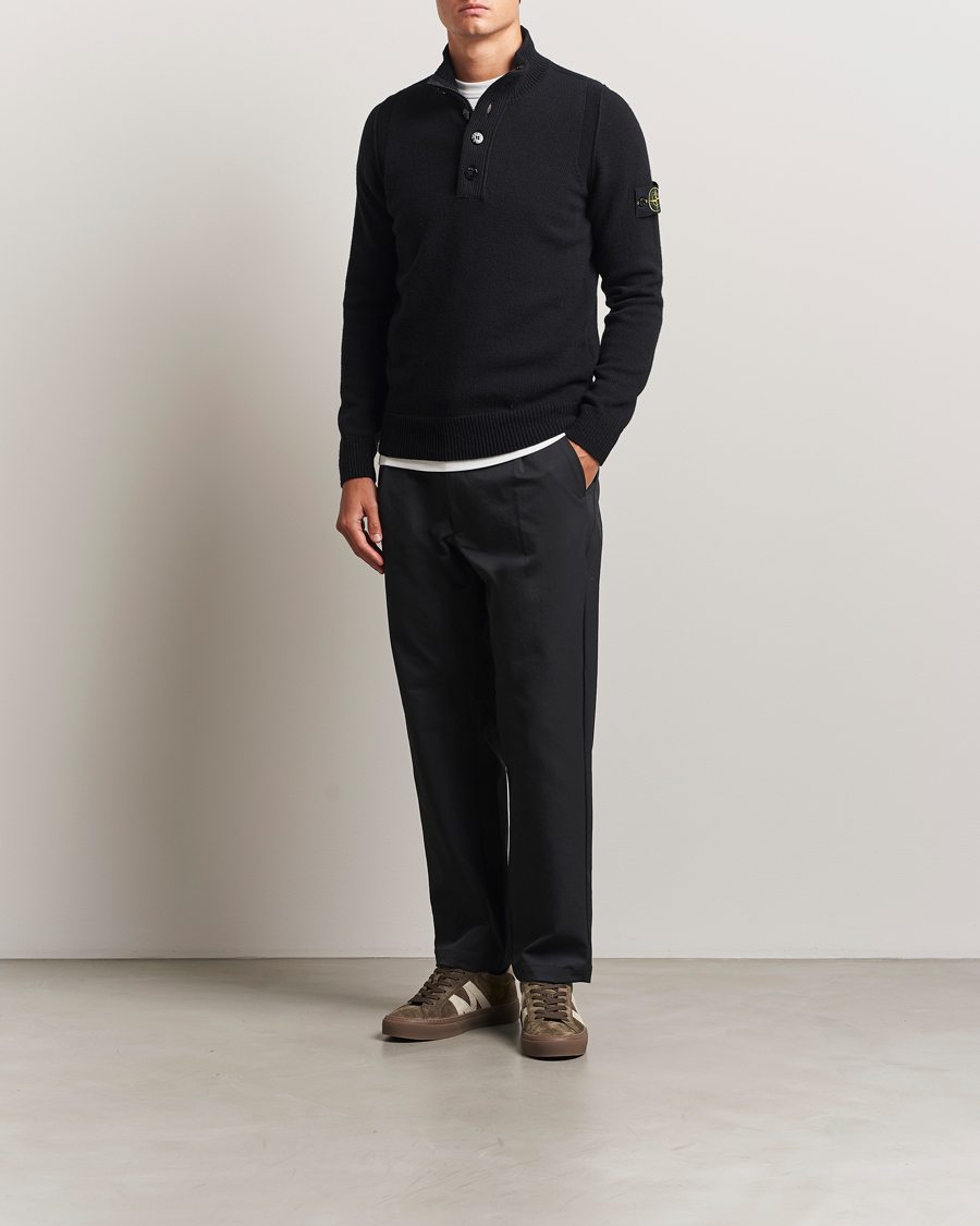 Herre | Gensere | Stone Island | Knitted Lambswool Half Button Zip Black