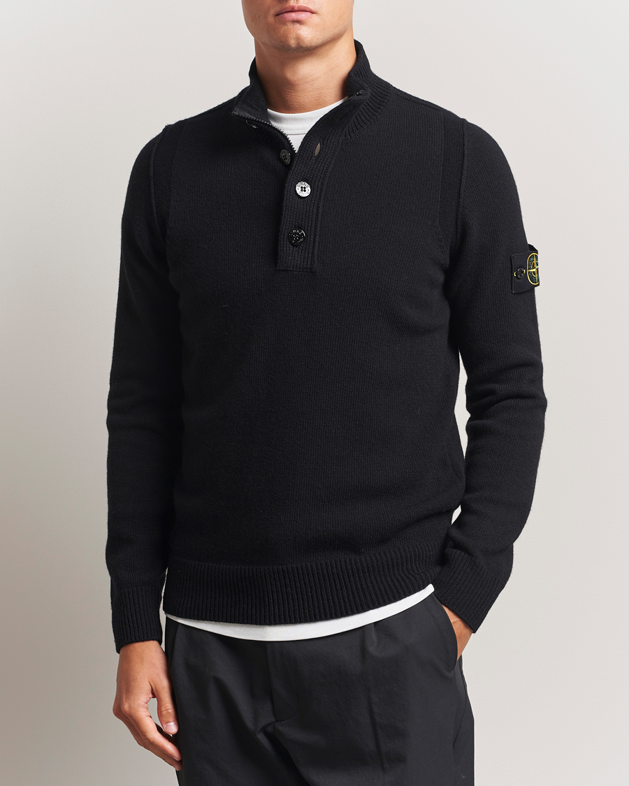 Herre | Gensere | Stone Island | Knitted Lambswool Half Button Zip Black