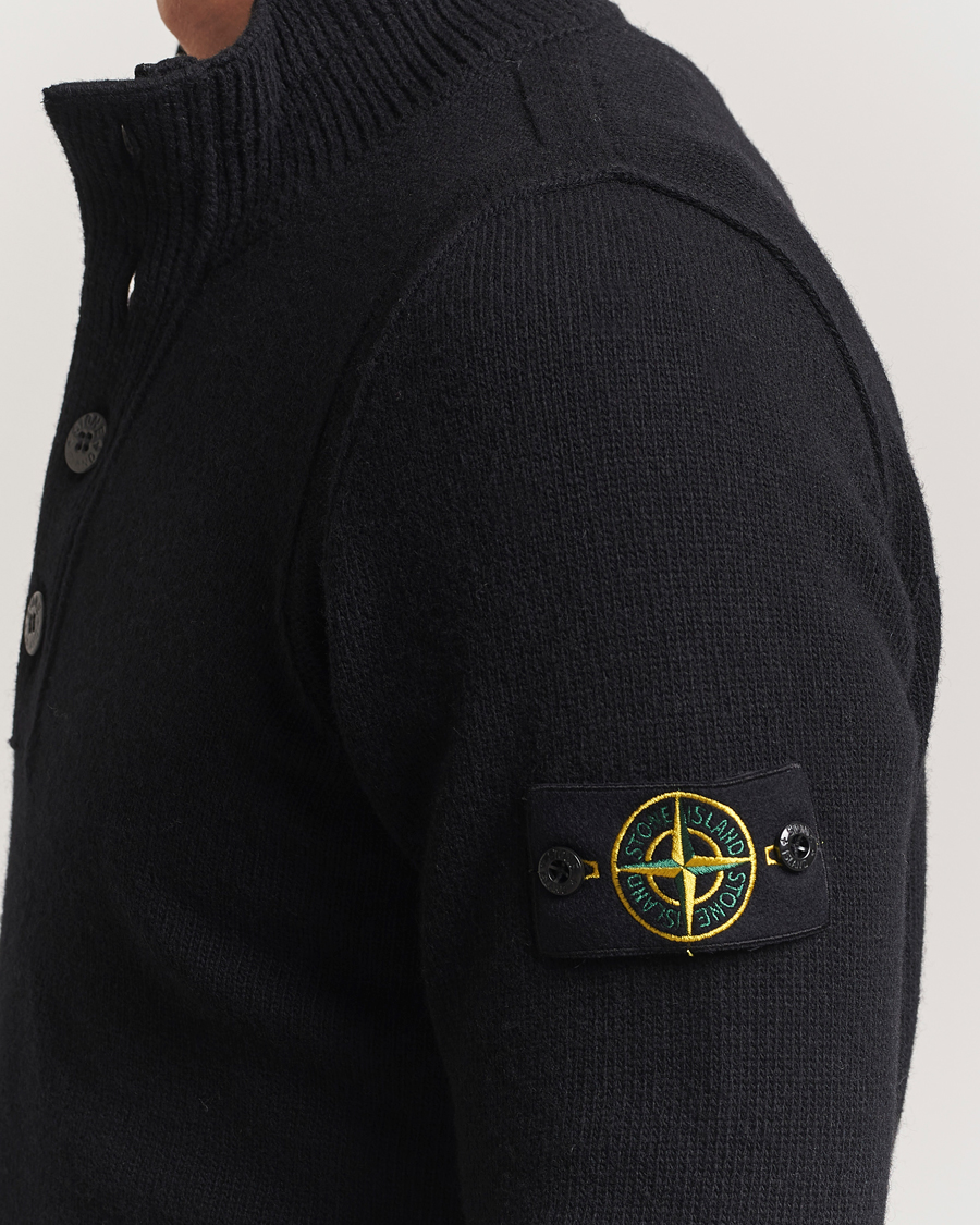 Herre | Gensere | Stone Island | Knitted Lambswool Half Button Zip Black