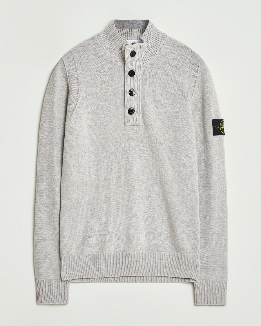 Herre | Gensere | Stone Island | Knitted Lambswool Half Button Zip Grey Melange