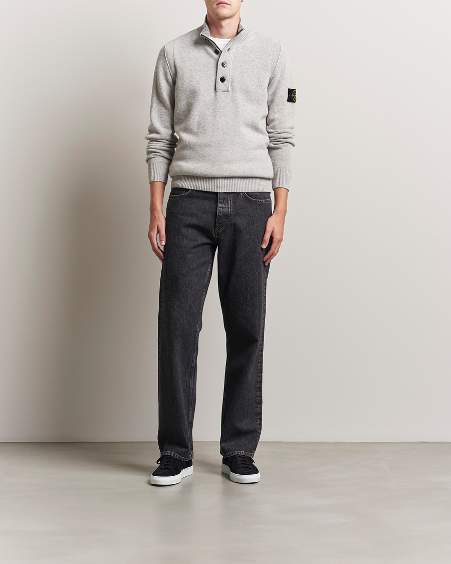 Herre | Gensere | Stone Island | Knitted Lambswool Half Button Zip Grey Melange