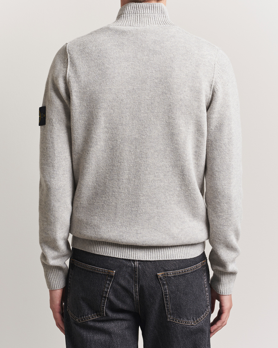 Herre | Gensere | Stone Island | Knitted Lambswool Half Button Zip Grey Melange