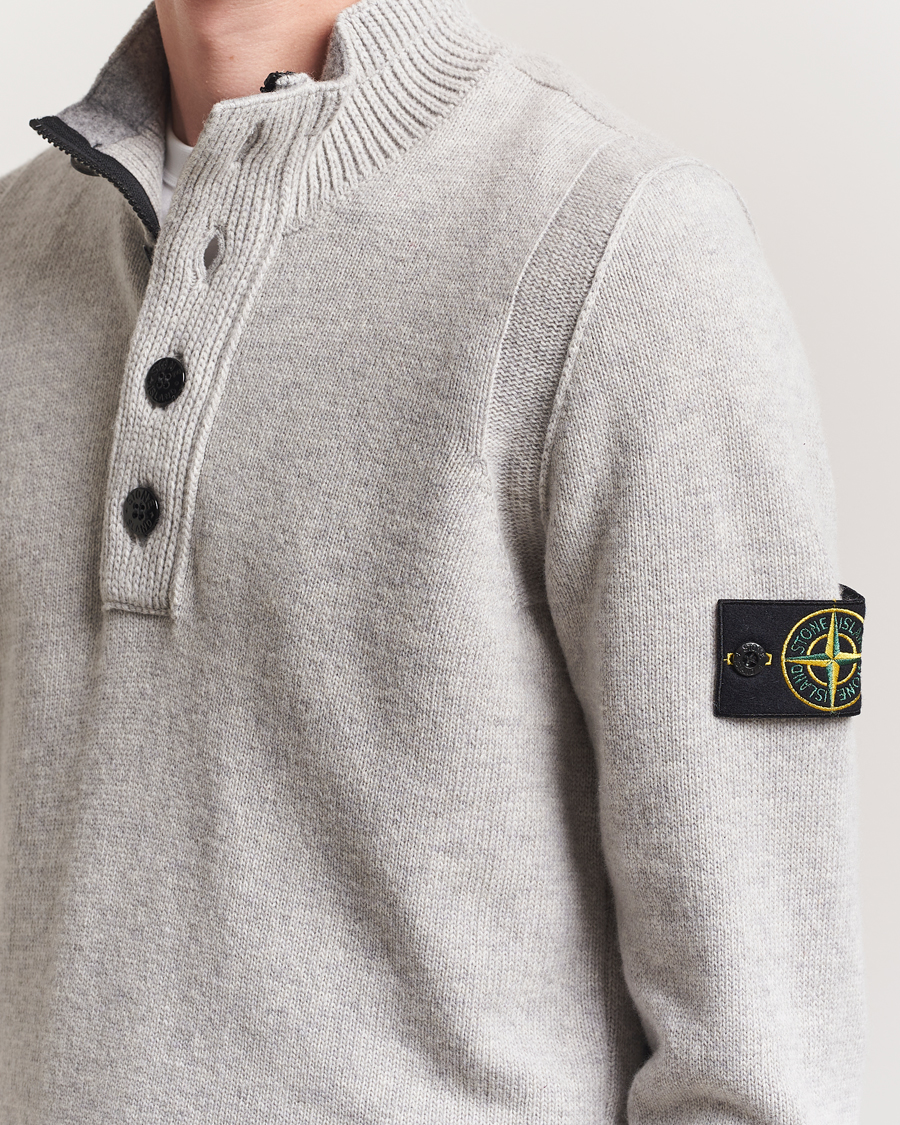 Herre | Gensere | Stone Island | Knitted Lambswool Half Button Zip Grey Melange